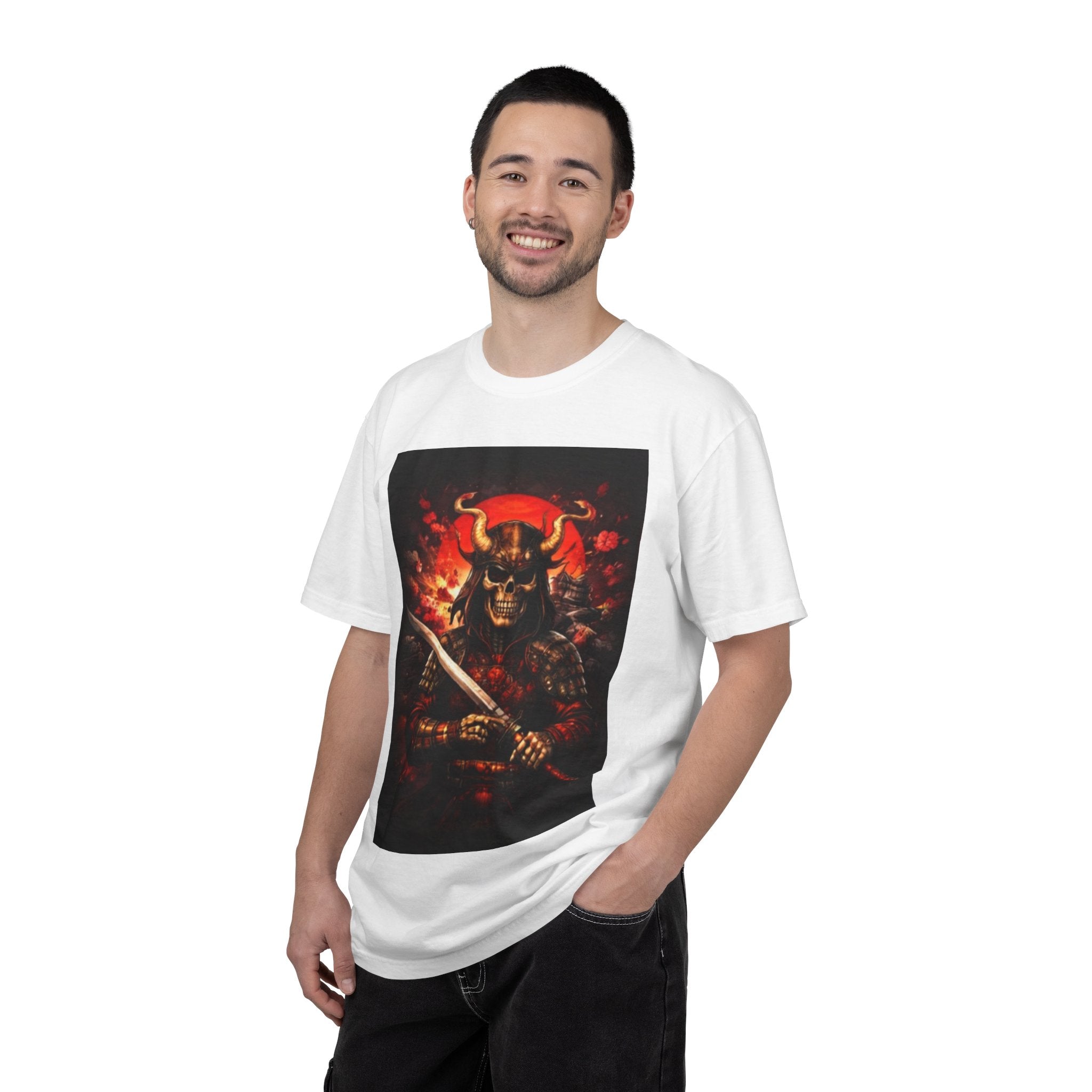 Samurai Skull Sword T-Shirt — Fiery Warrior Graphic Tee